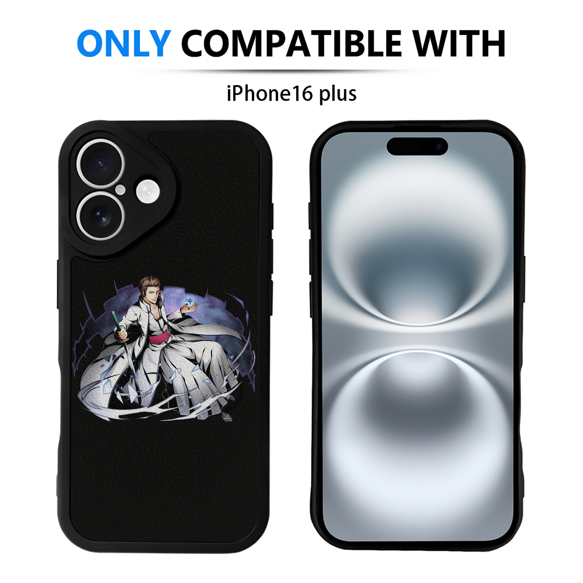 （画像用） ブリーチ 藍染 惣右介（あいぜん そうすけ） BLEACH Aizen Sousuke 【iPhone 16シリーズ対応】シリコンスマホケース（レザー調） 材質：シリコン